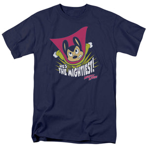 Mighty Mouse the Mightiest Mens T Shirt Navy Blue