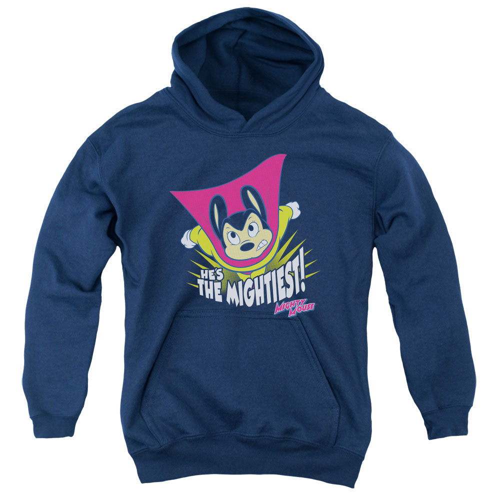 Mighty Mouse the Mightiest Kids Youth Hoodie Navy Blue