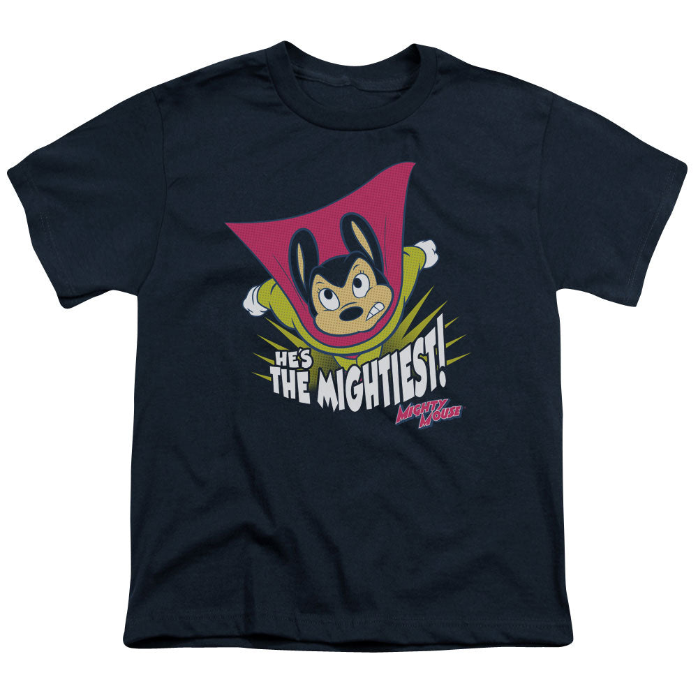 Mighty Mouse the Mightiest Kids Youth T Shirt Navy Blue
