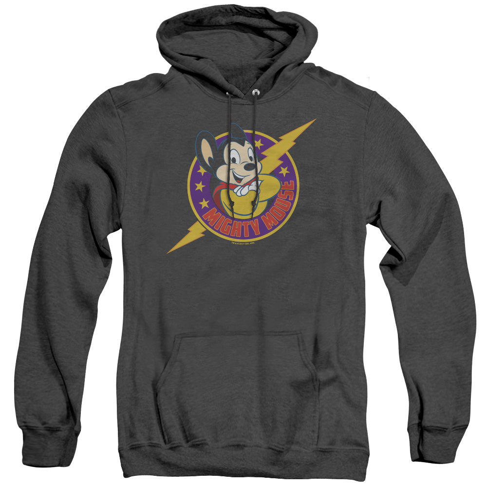 Mighty Mouse Mighty Hero Heather Mens Hoodie Black Officially Licensed