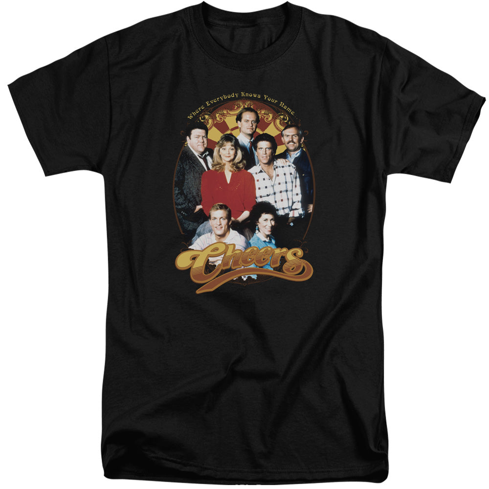 Cheers Group Shot Mens Tall T Shirt Black Officially Licensed