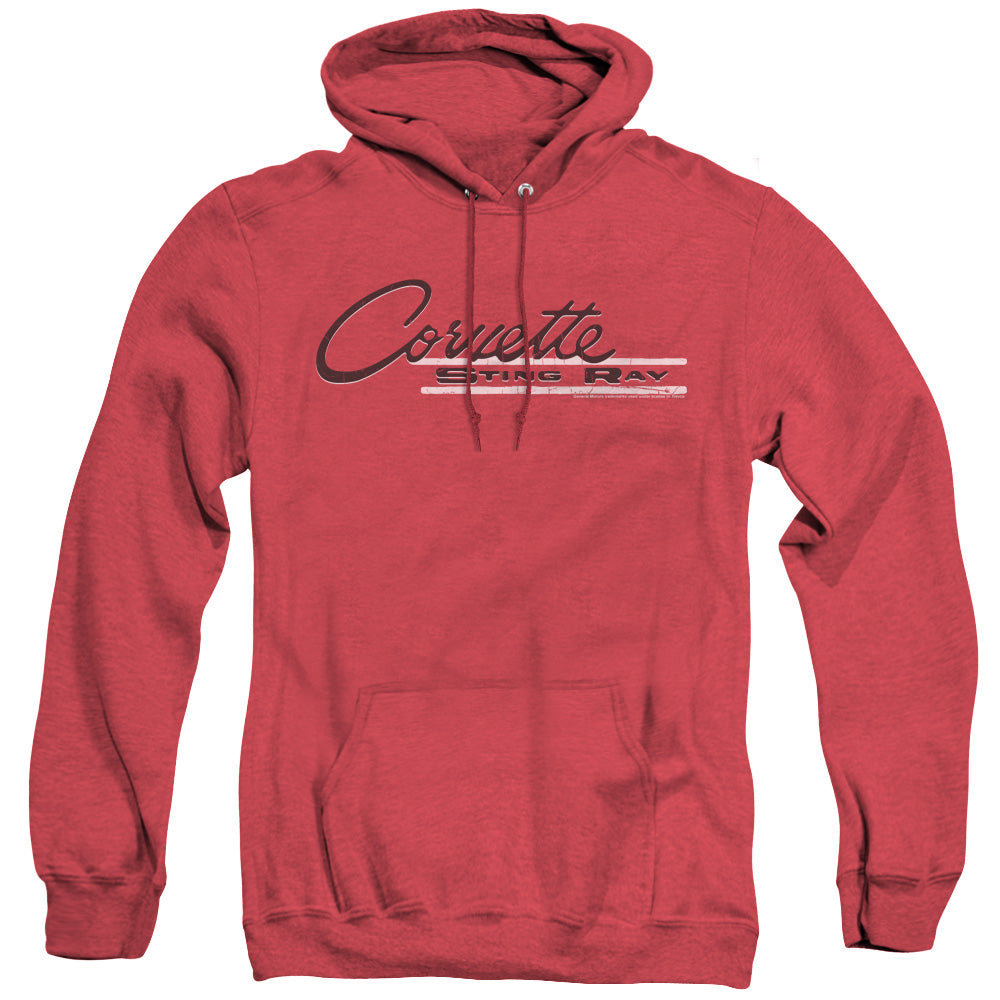 Chevrolet Retro Stingray Mens Heather Hoodie Red Officially Licensed