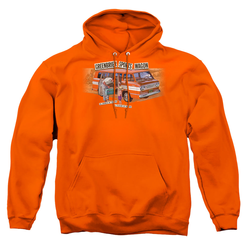 Chevrolet Greenbrier Corvair Sport Wagon Mens Hoodie Orange Officially Licensed