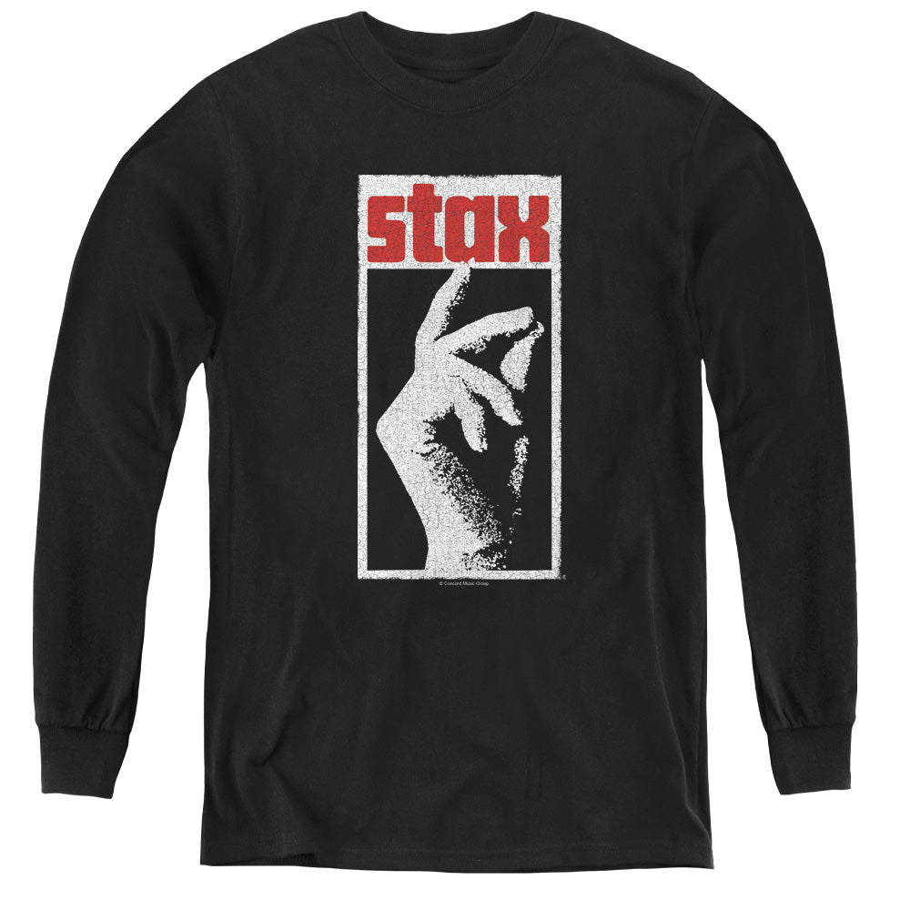 Stax Records Stax Distressed Long Sleeve Kids Youth T Shirt Black
