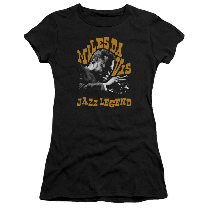 Miles Davis Jazz Legend Junior Sheer Cap Sleeve Premium Bella Canvas Womens T Shirt Black