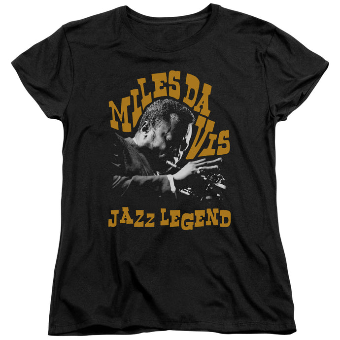 Miles Davis Jazz Legend Womens T Shirt Black