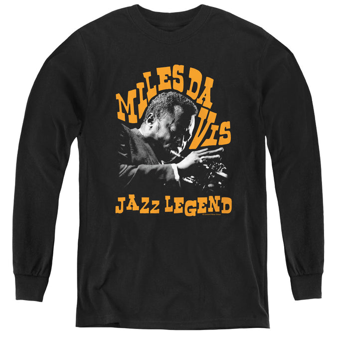 Miles Davis Jazz Legend Long Sleeve Kids Youth T Shirt Black