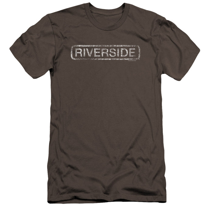 Riverside Records Riverside Distressed Premium Bella Canvas Slim Fit Mens T Shirt Charcoal