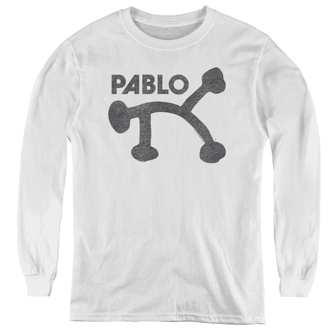 Pablo Retro Pablo Long Sleeve Kids Youth T Shirt White
