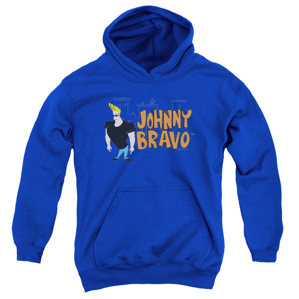 Johnny Bravo Johnny Logo Kids Youth Hoodie Royal