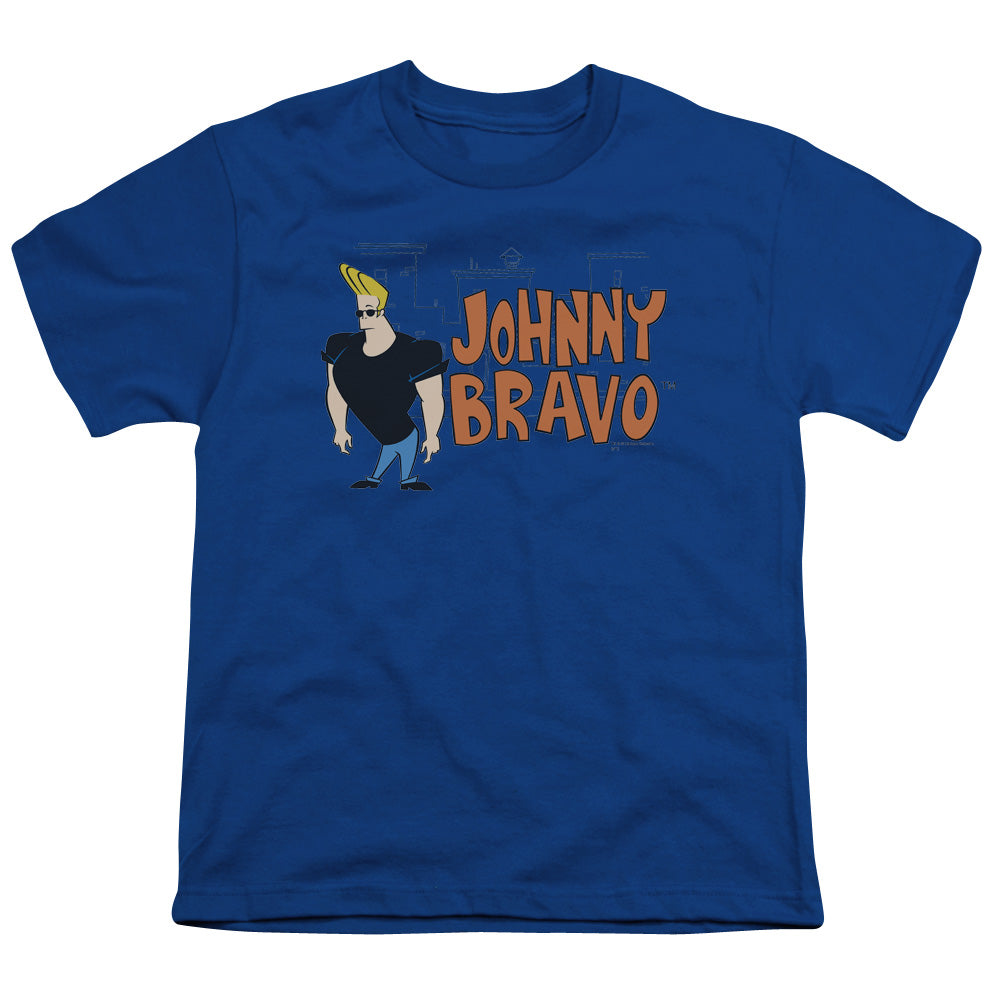 Johnny Bravo Johnny Logo Kids Youth T Shirt Royal Blue