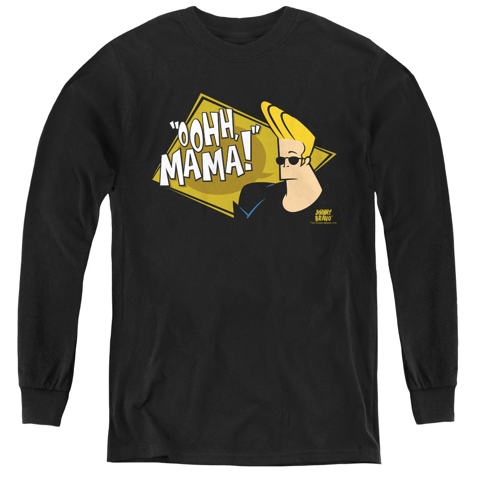 Johnny Bravo Oohh Mama Long Sleeve Kids Youth T Shirt Black