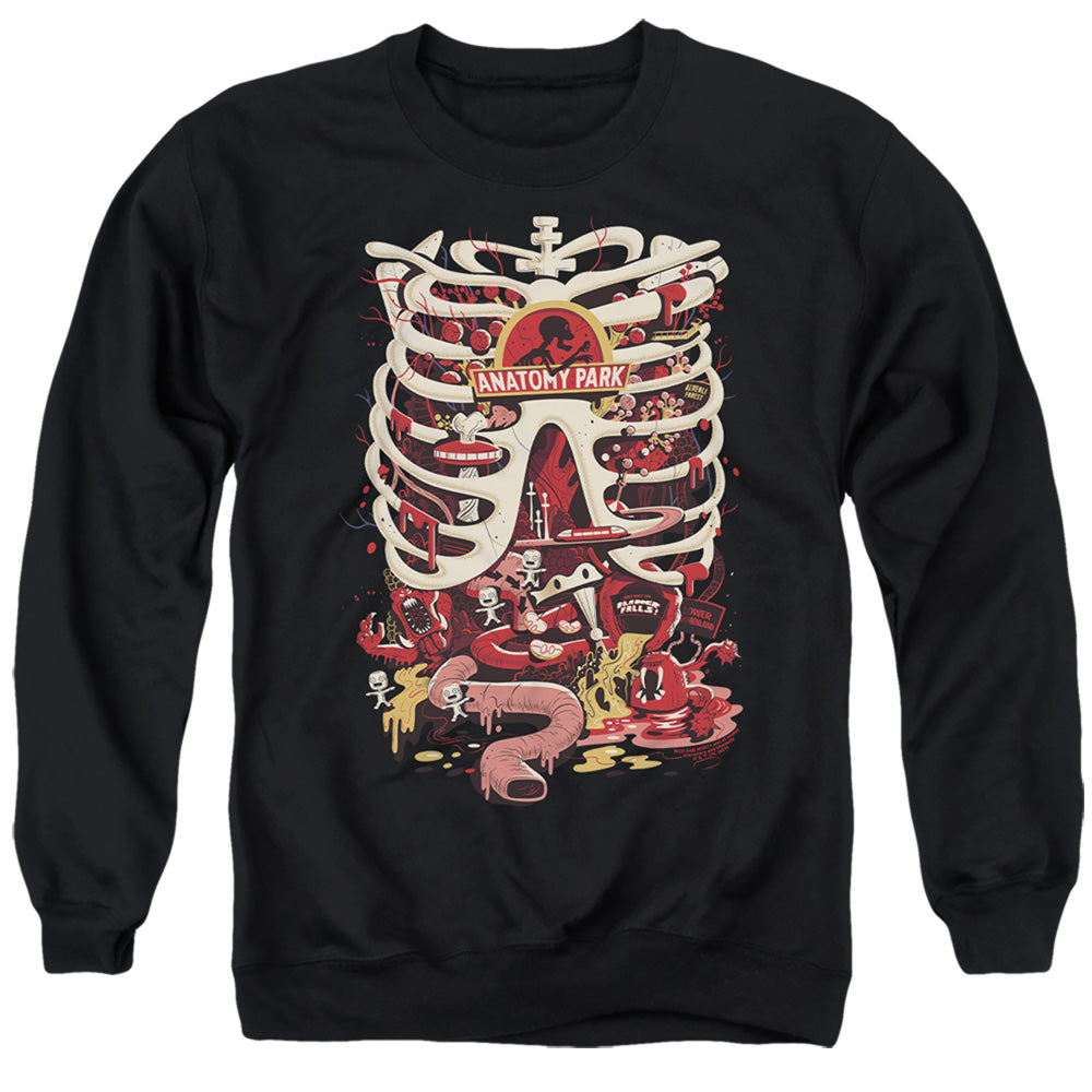 Rick And Morty Anatomy Park Logo Mens Crewneck Sweatshirt Black