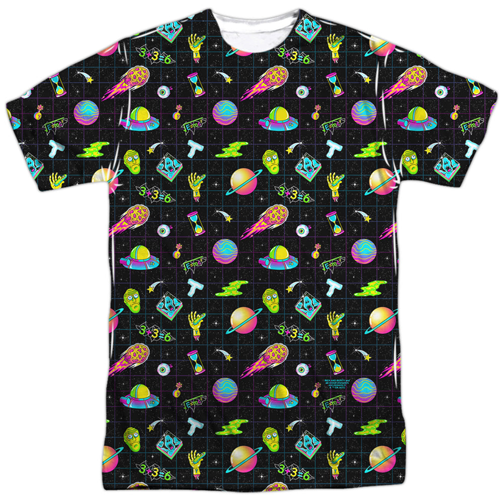 Rick And Morty Opening Icons Mens Poly Crew T Shirt White