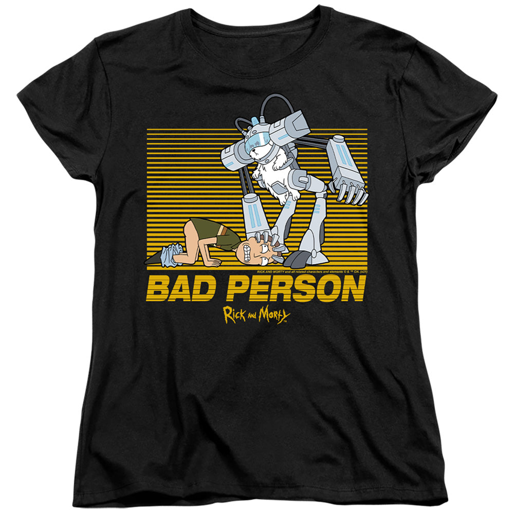 Rick And Morty Bad Person Womens T Shirt Black Officially Licensed