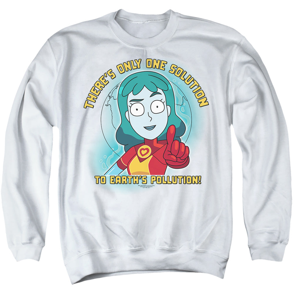 Rick And Morty Planetina Mens Crewneck Sweatshirt White