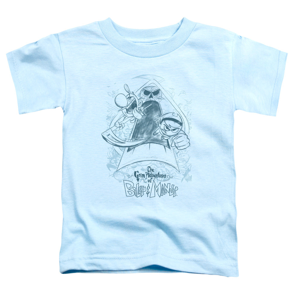 Grim Adventures of Billy & Mandy Sketched Toddler Kids Youth T Shirt Light Blue