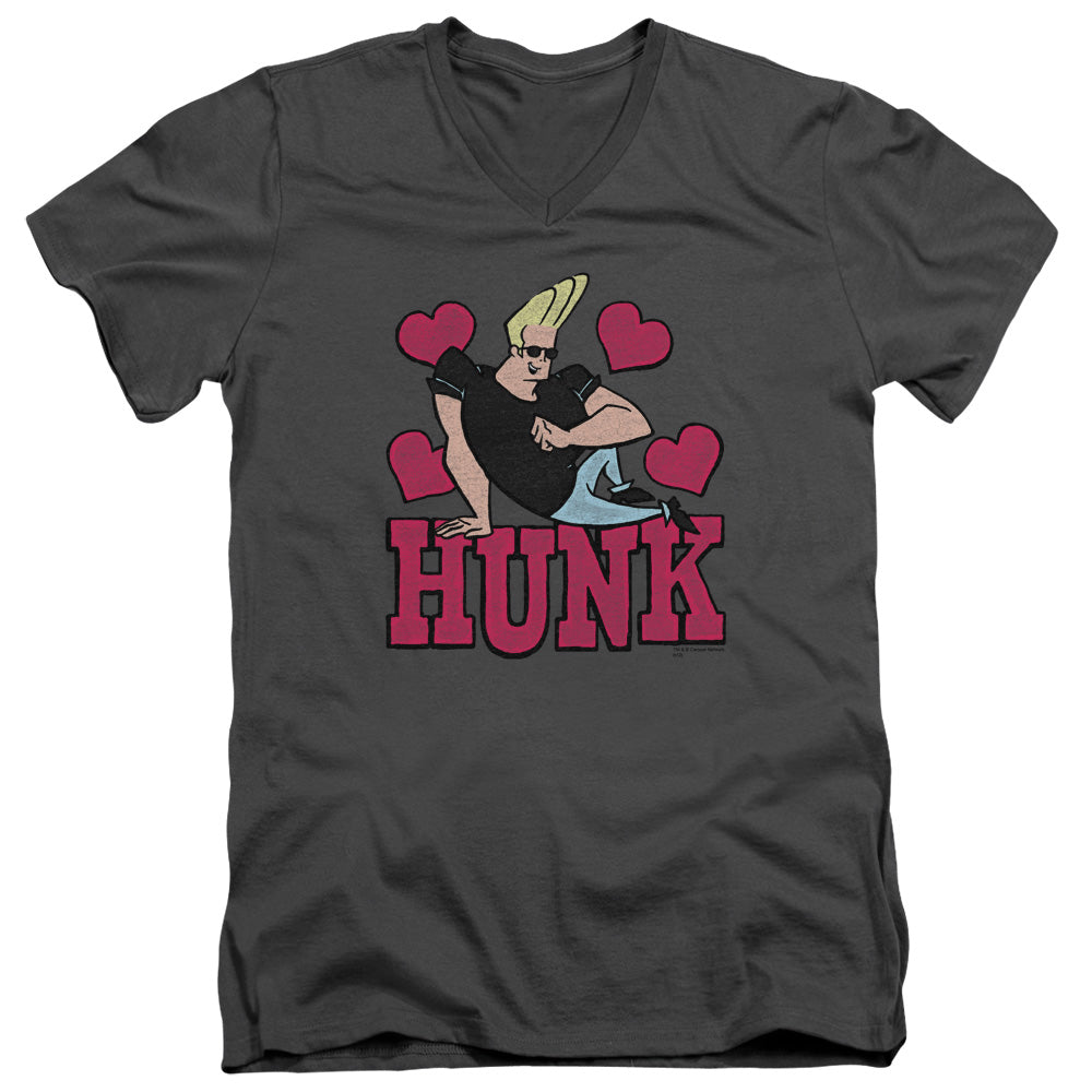 Johnny Bravo Hunk Slim Fit V Neck T Shirt Charcoal