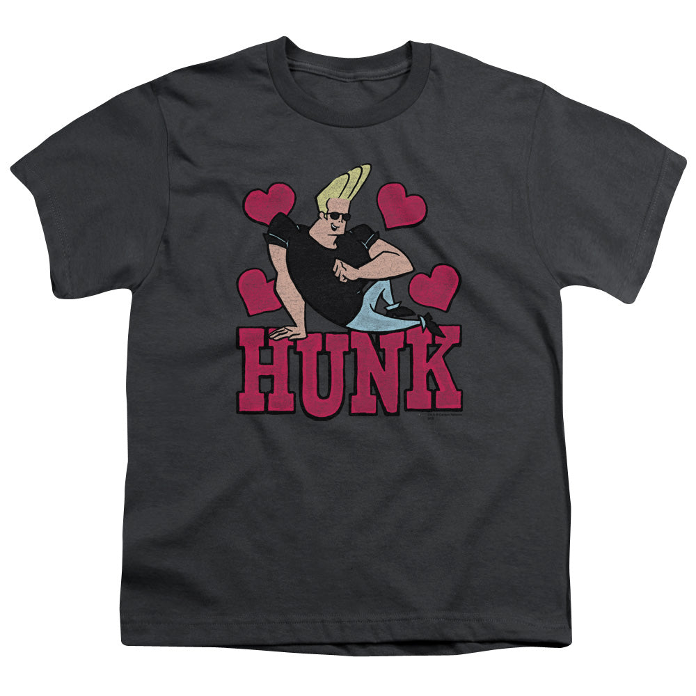 Johnny Bravo Hunk Kids Youth T Shirt Charcoal