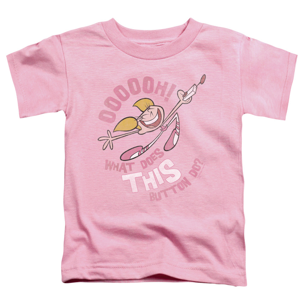 Dexters Laboratory Button Toddler Kids Youth T Shirt Pink