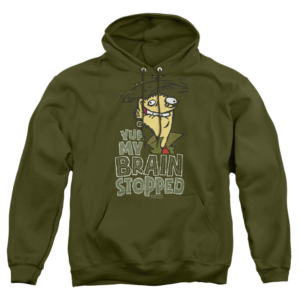 Ed Edd N Eddy Brain Dead Ed Mens Hoodie Military Green Officially Licensed