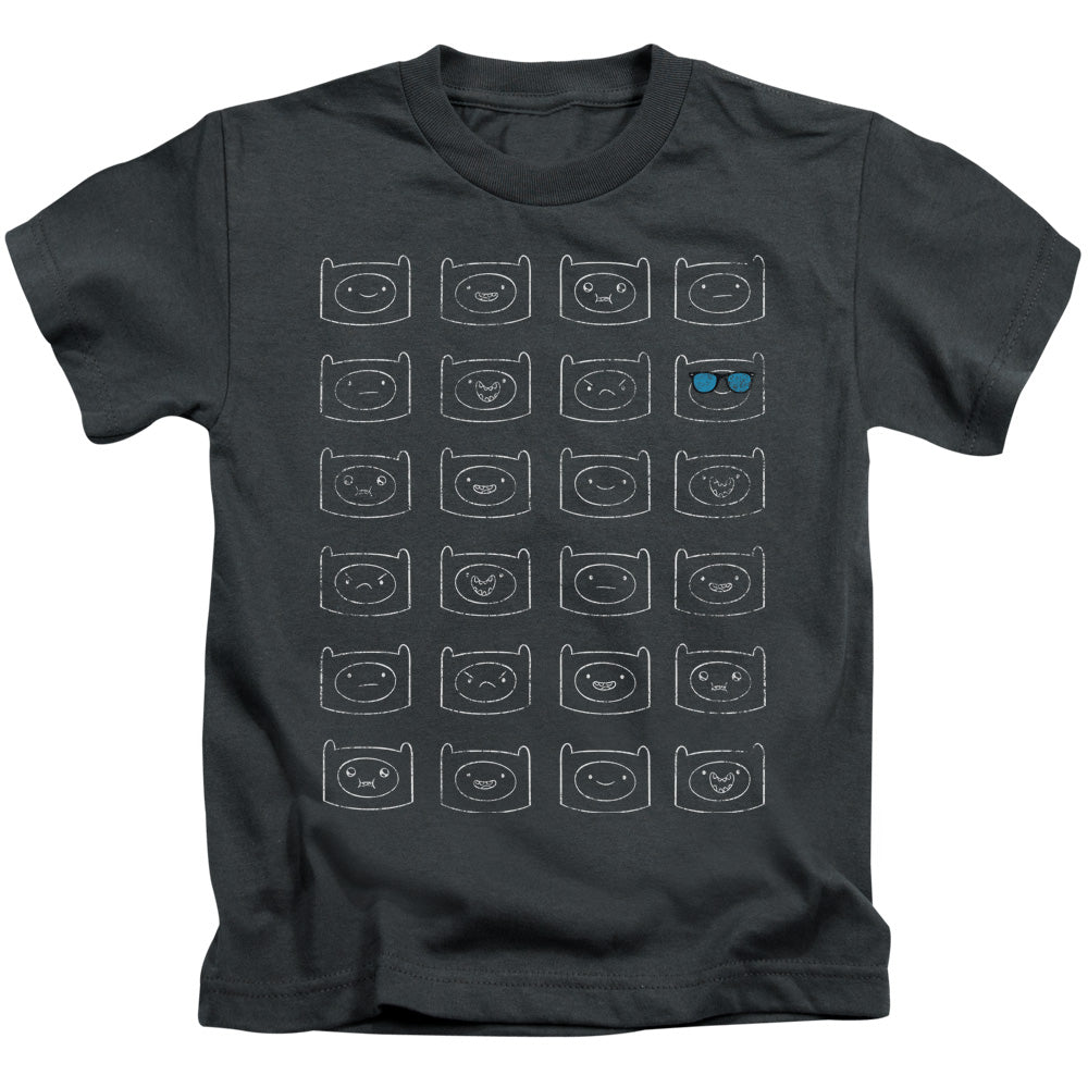 Adventure Time Finn Faces Juvenile Kids Youth T Shirt Charcoal