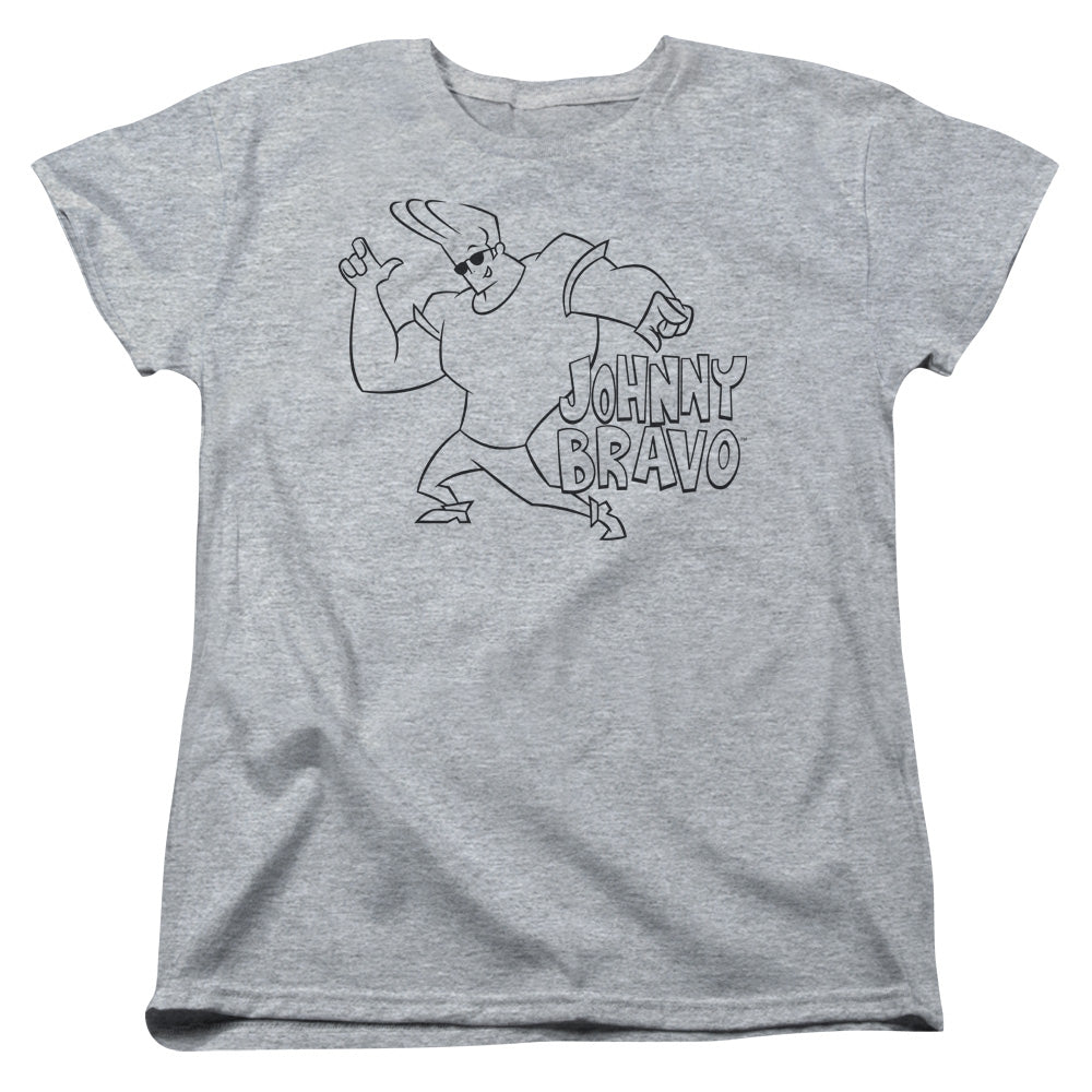 Johnny Bravo Jb Line Art Womens T Shirt Athletic Heather