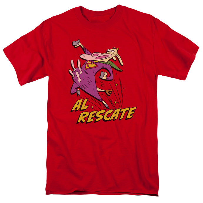Cow and Chicken Al Rescate Mens T Shirt Red