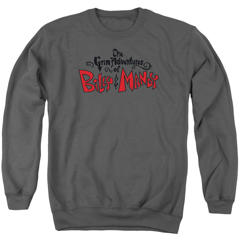 Grim Adventures of Billy and Mandy Grim Logo Mens Crewneck Sweatshirt Charcoal