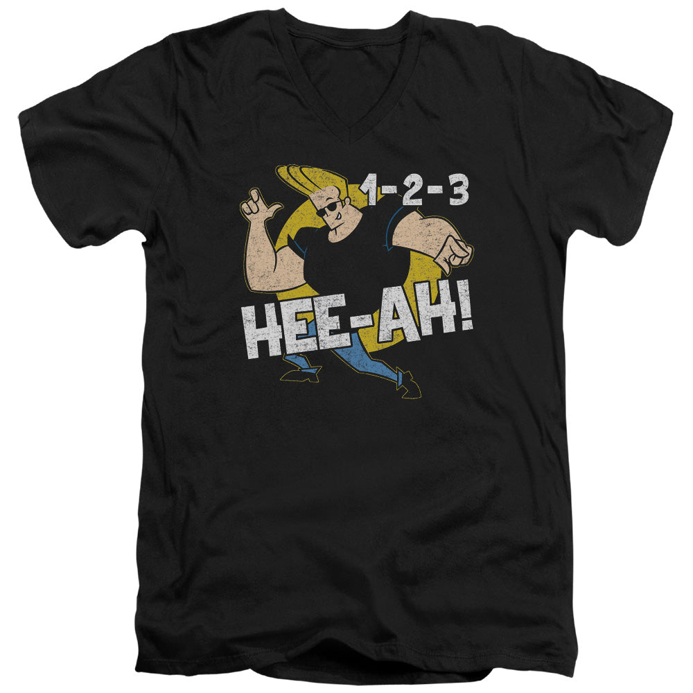Johnny Bravo 123 Mens Slim Fit V Neck T Shirt Black