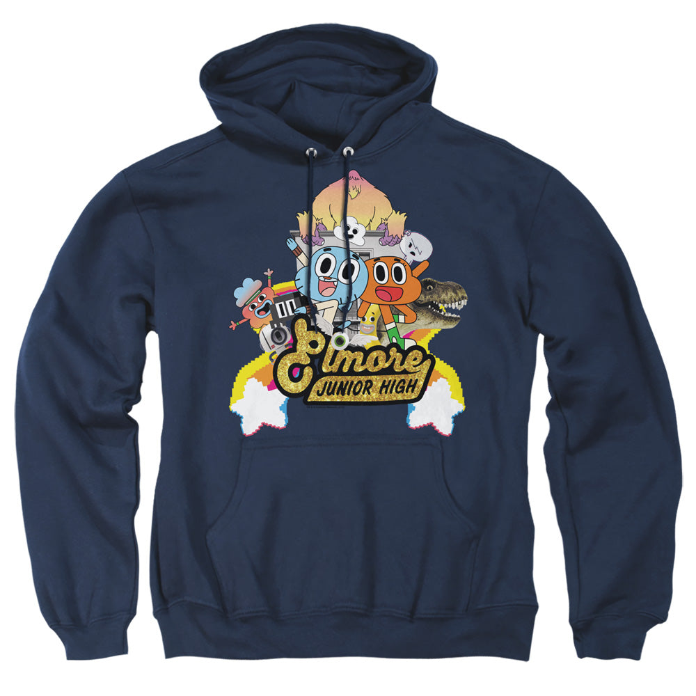 Amazing World Of Gumball Elmore Junior High Mens Hoodie Navy Officially Licensed