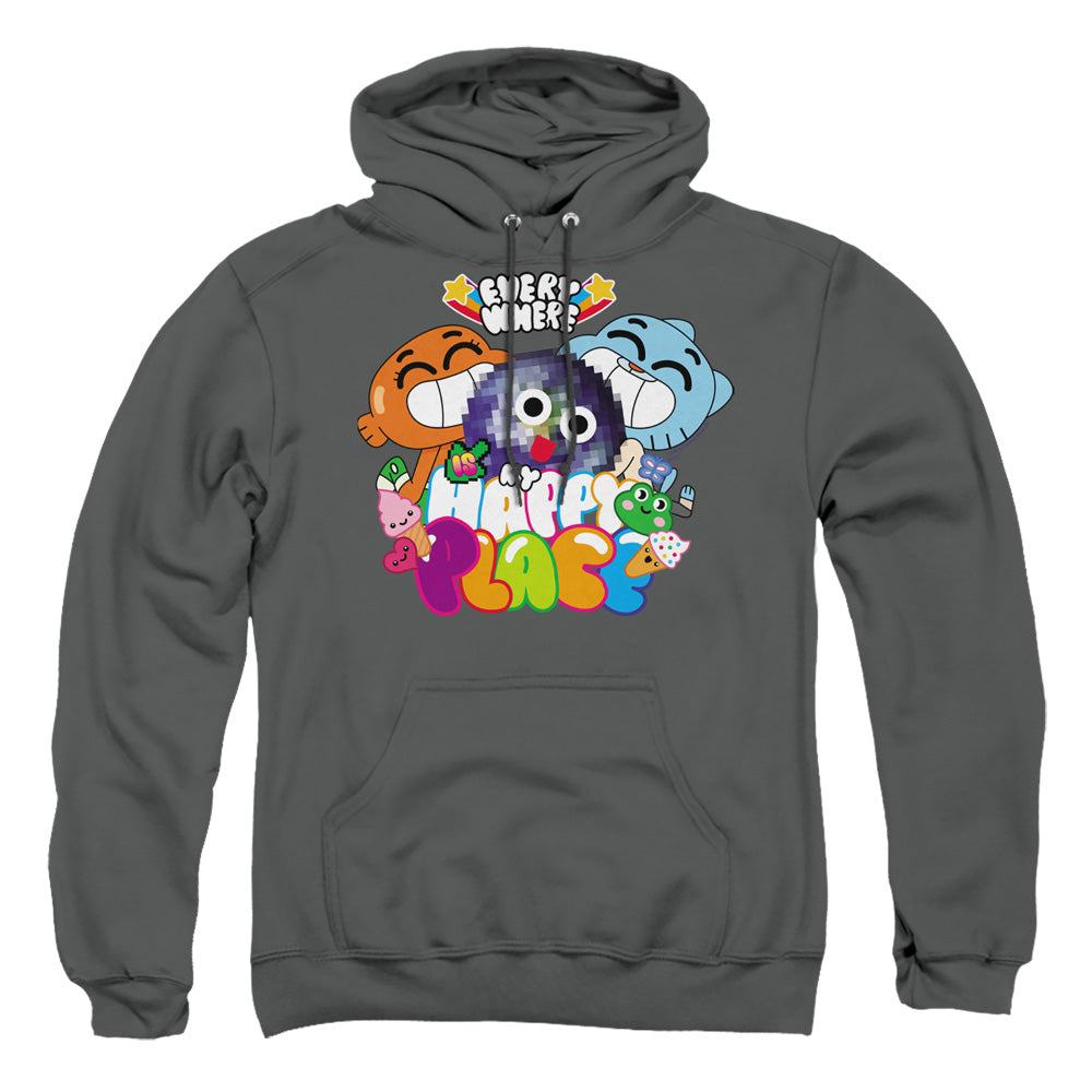 Amazing World Of Gumball Happy Place Mens Hoodie Charcoal Officially Licensed