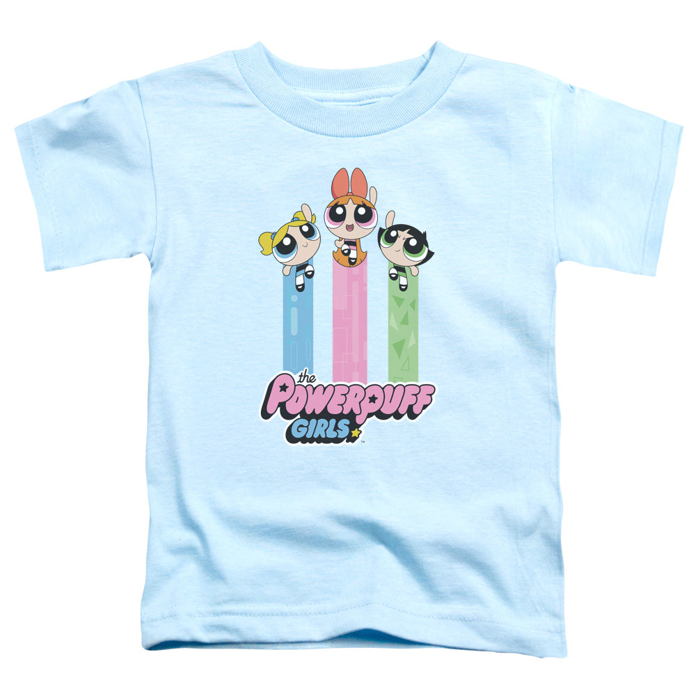 Powerpuff Girls the Girls Fly Toddler Kids Youth T Shirt Light Blue