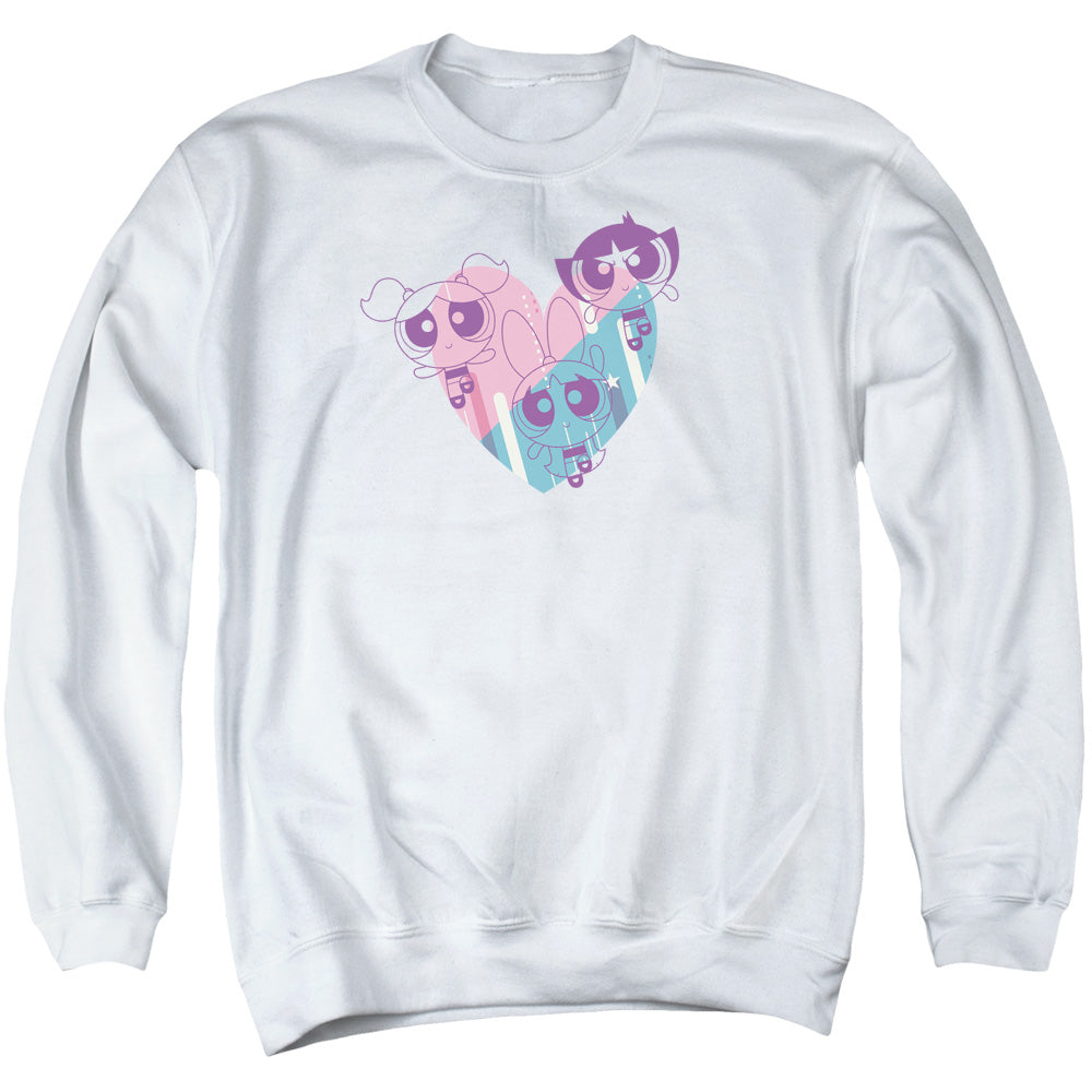 Powerpuff Girls Powerpuff Heart Mens Crewneck Sweatshirt White