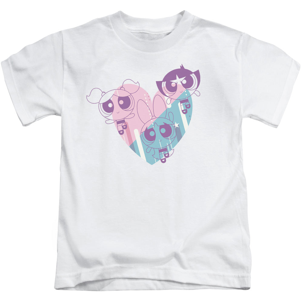 Powerpuff Girls Powerpuff Heart Juvenile Kids Youth T Shirt White