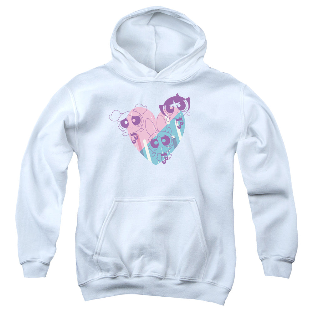 Powerpuff Girls Powerpuff Heart Kids Youth Hoodie White
