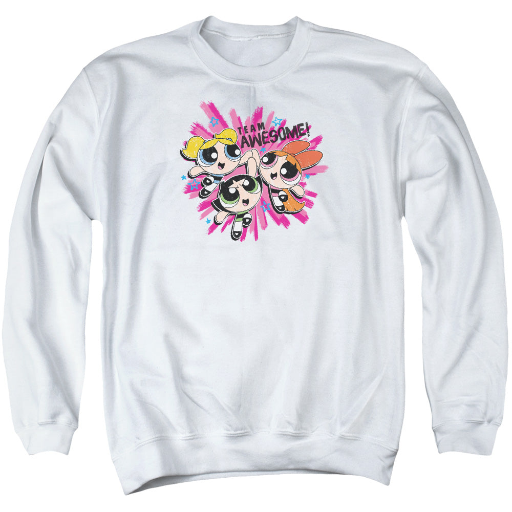 Powerpuff Girls Team Awesome Mens Crewneck Sweatshirt White