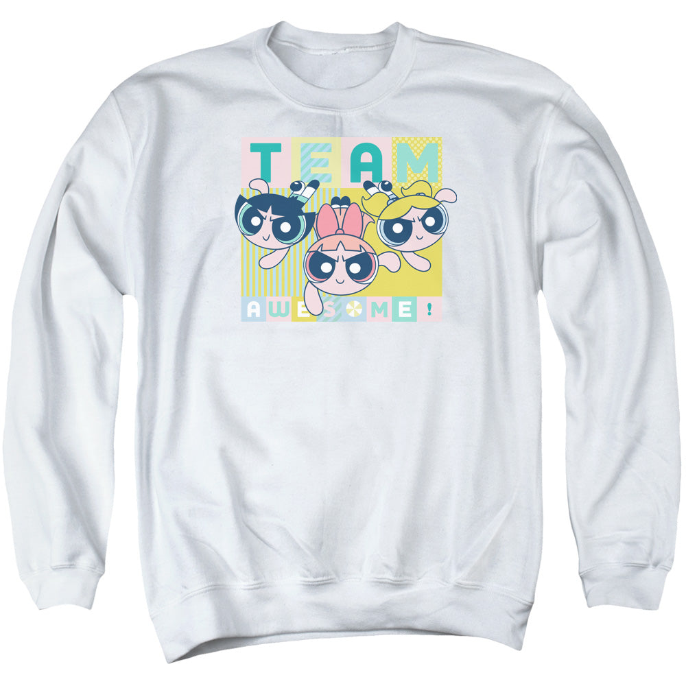 Powerpuff Girls Awesome Block Mens Crewneck Sweatshirt White
