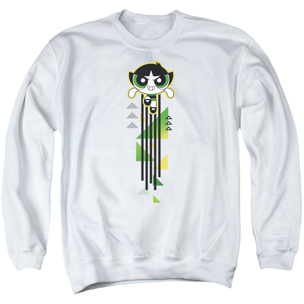 Powerpuff Girls Buttercup Streak Mens Crewneck Sweatshirt White
