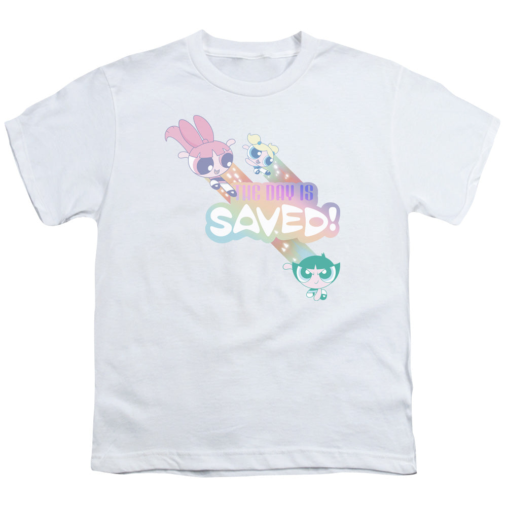 Powerpuff Girls the Day is Saved Kids Youth T Shirt White