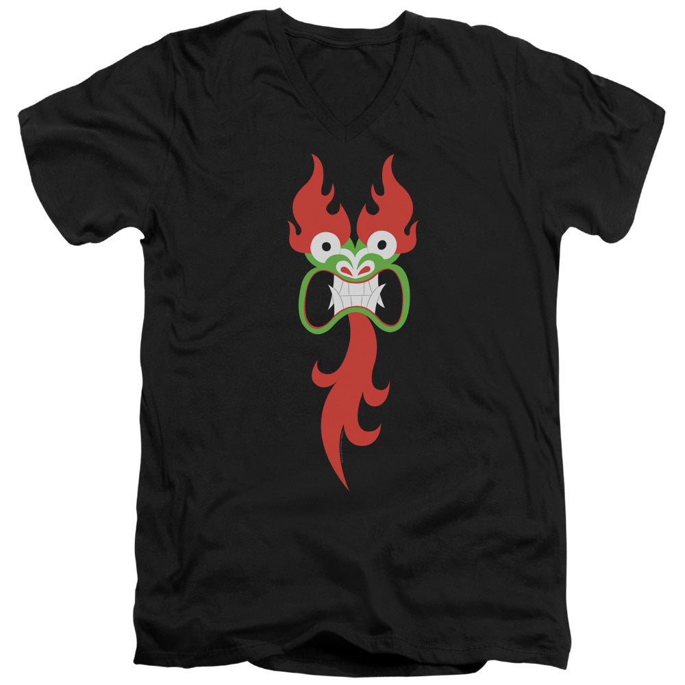 Samurai Jack Aku Face Mens Slim Fit V Neck T Shirt Black