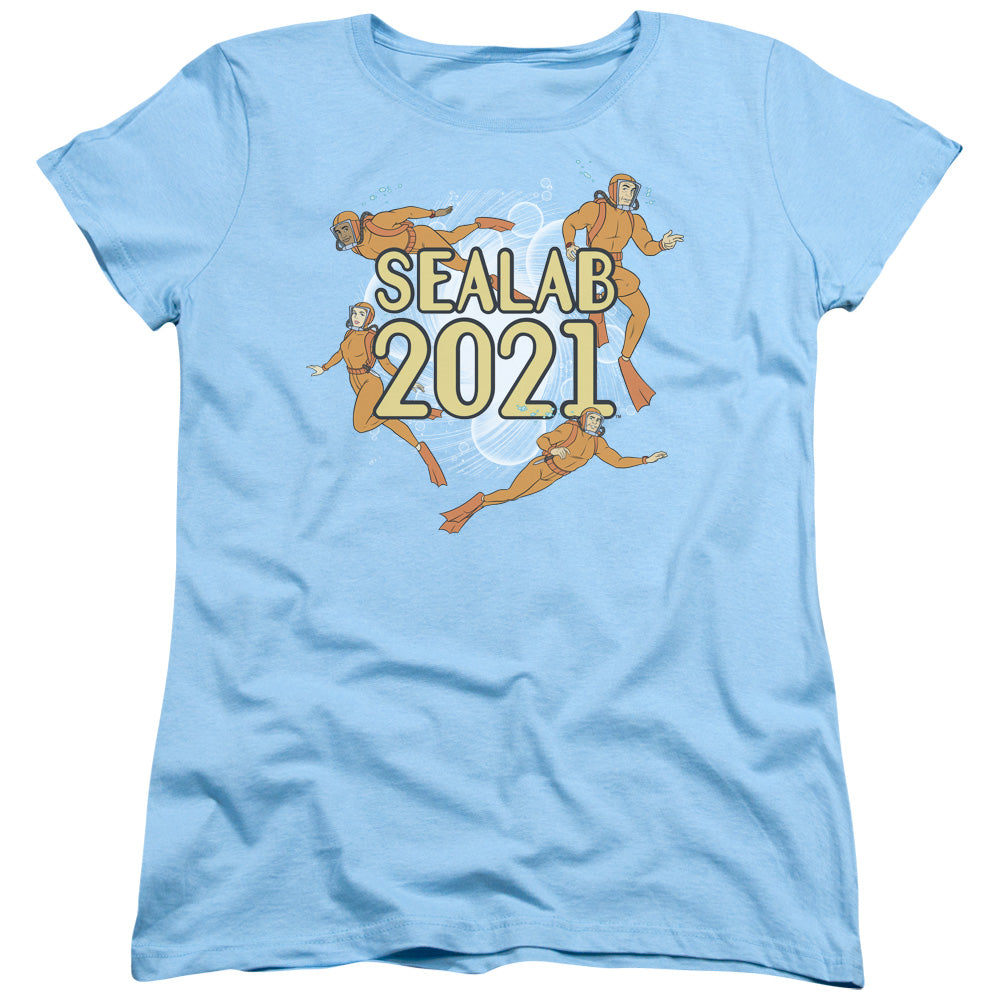 Sealab 2021 Suit Up Womens T Shirt Light Blue