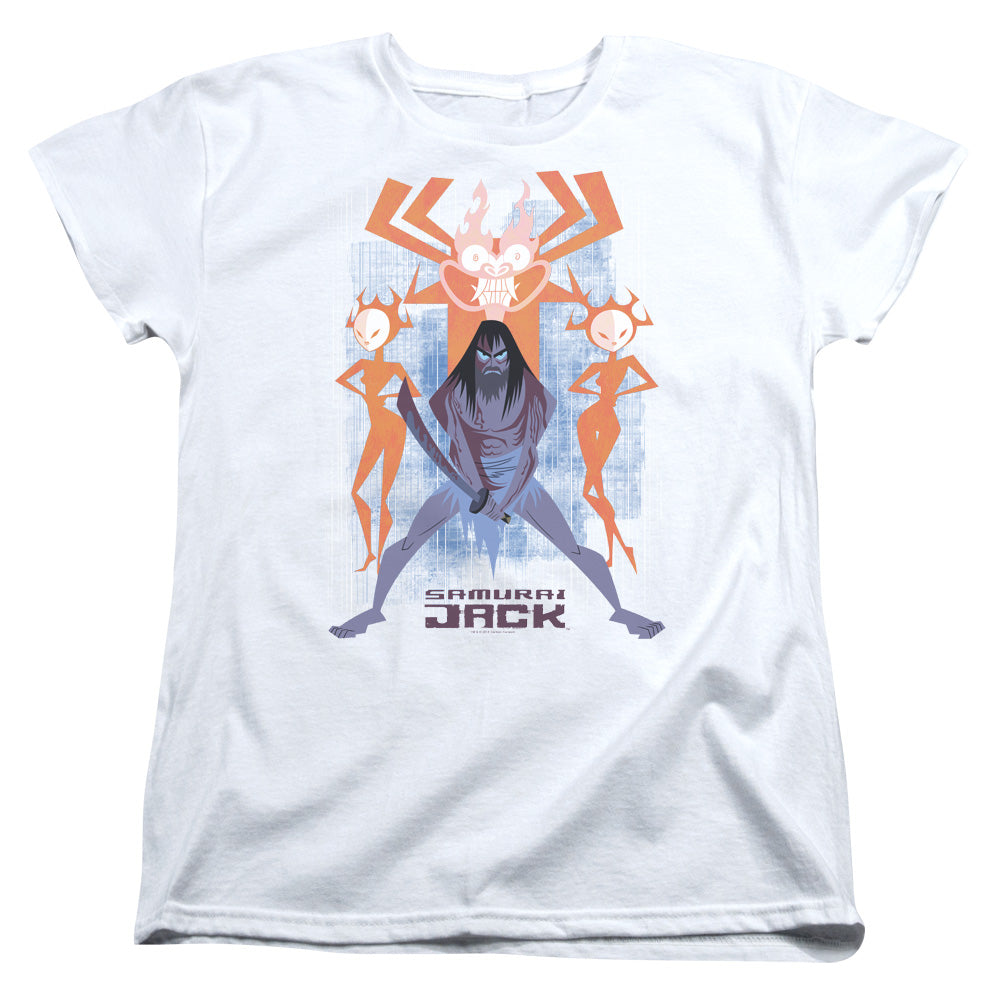 Samurai Jack Jack Vs Evil Womens T Shirt White
