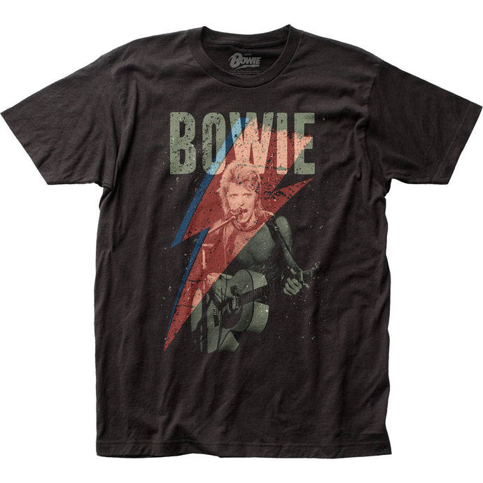David Bowie Distressed Bolt Mens T Shirt Black