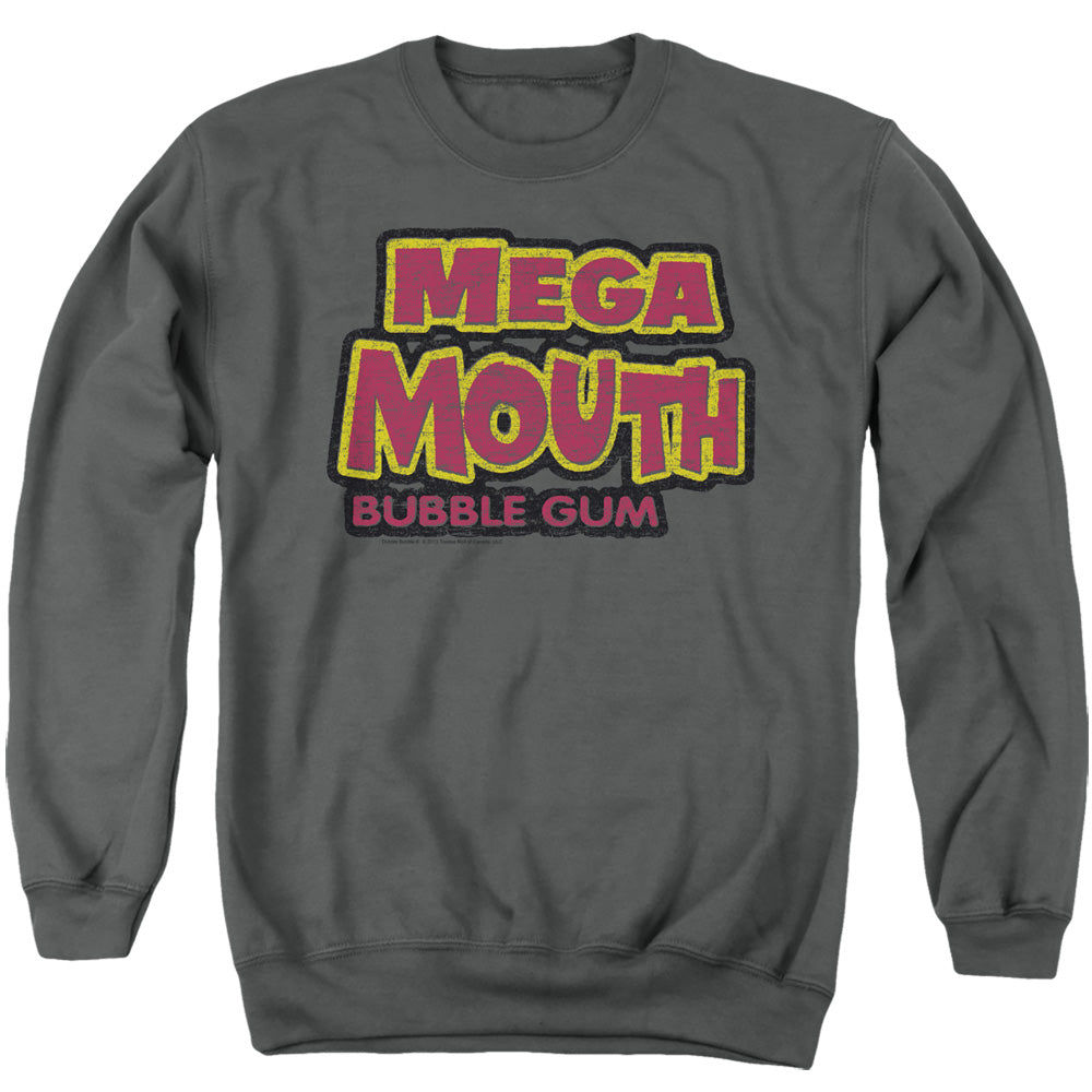 Dubble Bubble Mega Mouth Mens Crewneck Sweatshirt Charcoal Officially Licensed