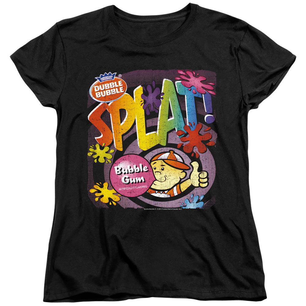 Dubble Bubble Splat Gum Womens T Shirt Black Officially Licensed