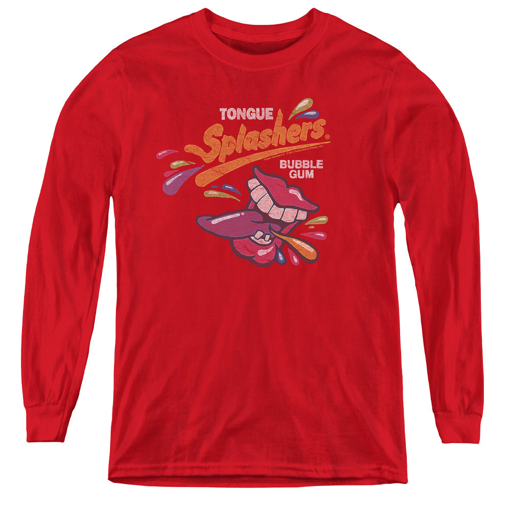 Dubble Bubble Distress Logo Long Sleeve Kids Youth T Shirt Red Officially Licensed