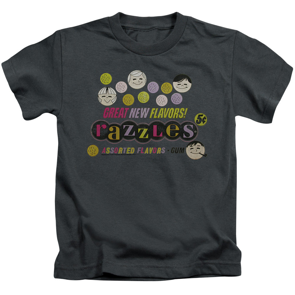 Dubble Bubble Razzles Retro Box Juvenile Kids Youth T Shirt Charcoal (4) Officially Licensed