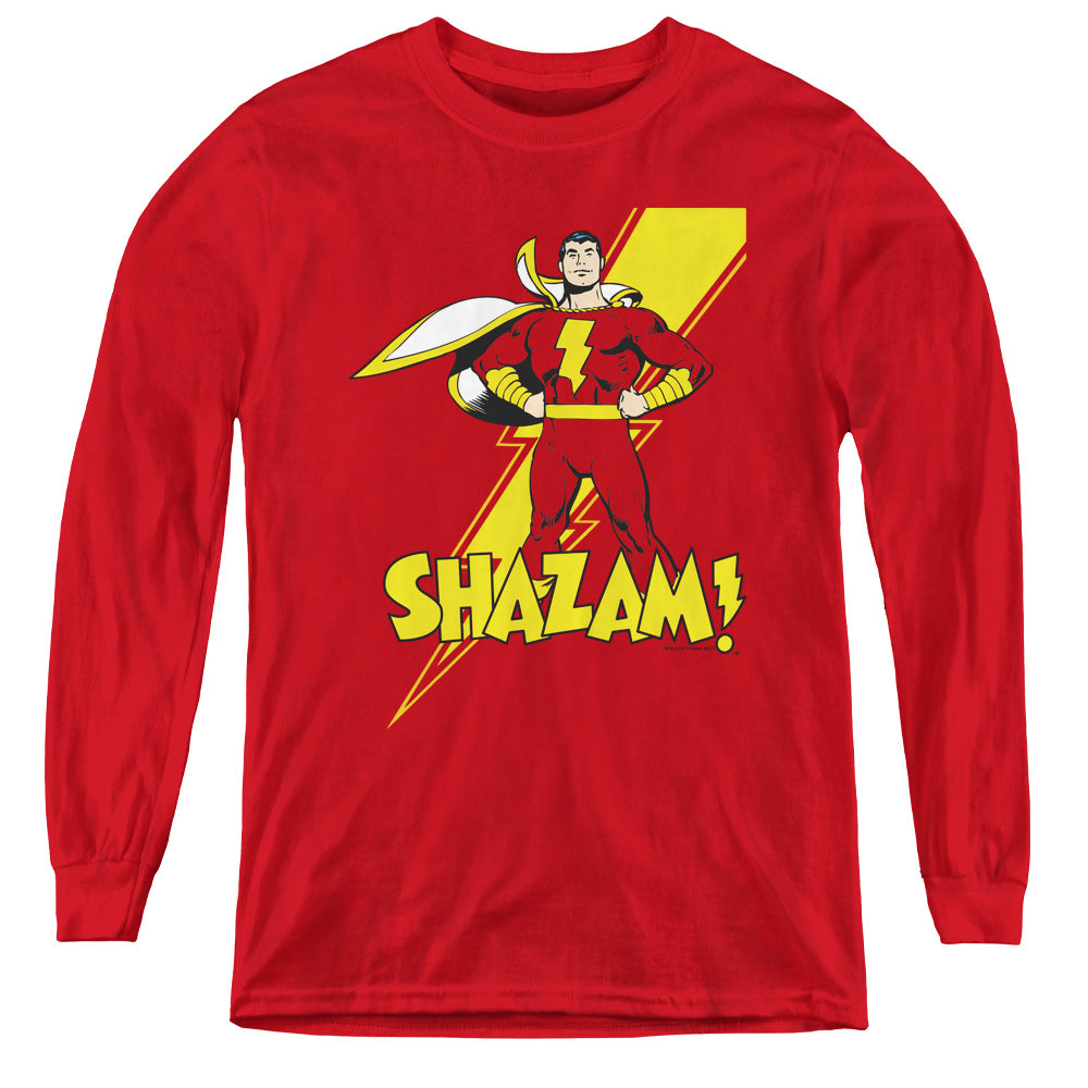 DC Comics Shazam! Long Sleeve Kids Youth T Shirt Red
