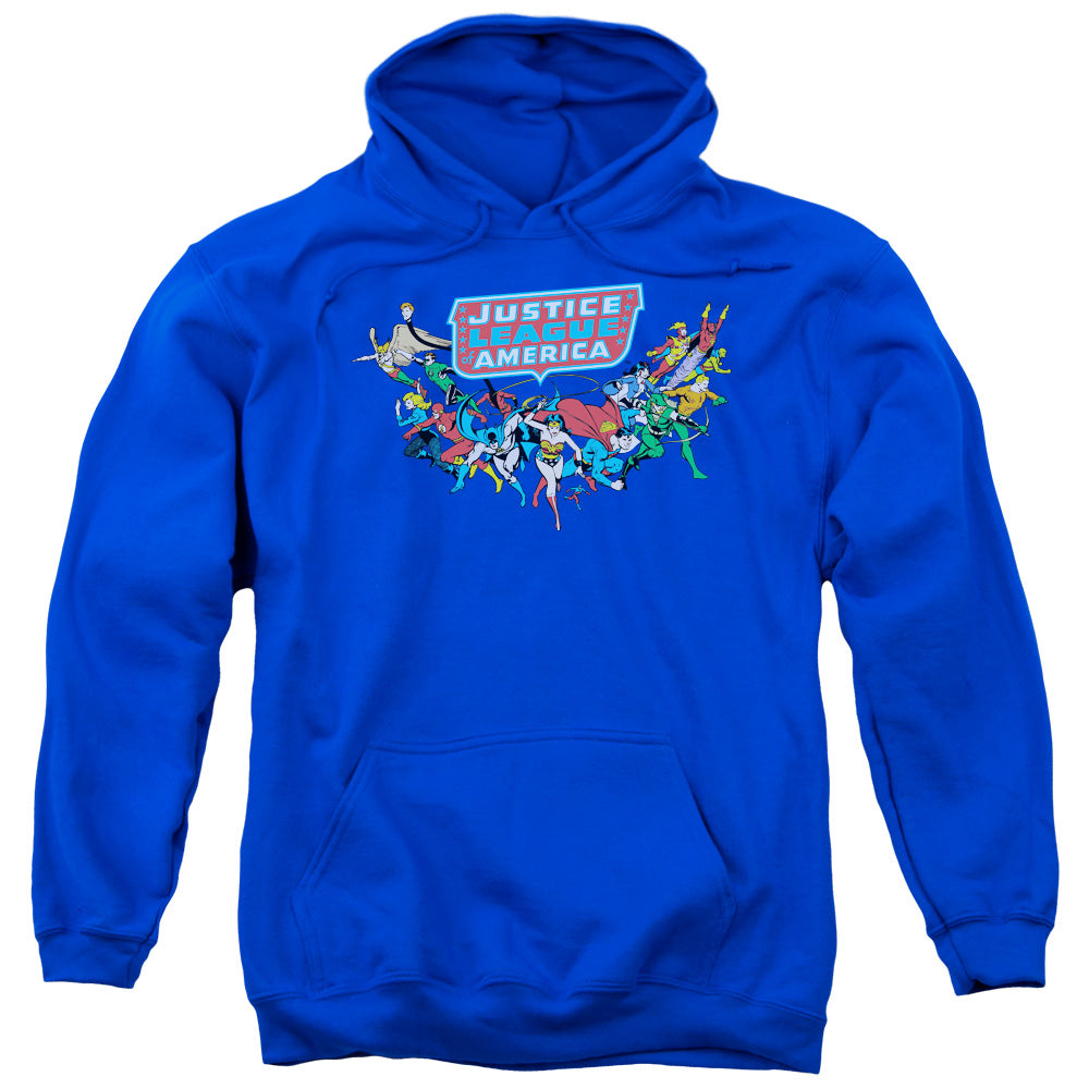 DC Comics Here They Come Mens Hoodie Royal Blue